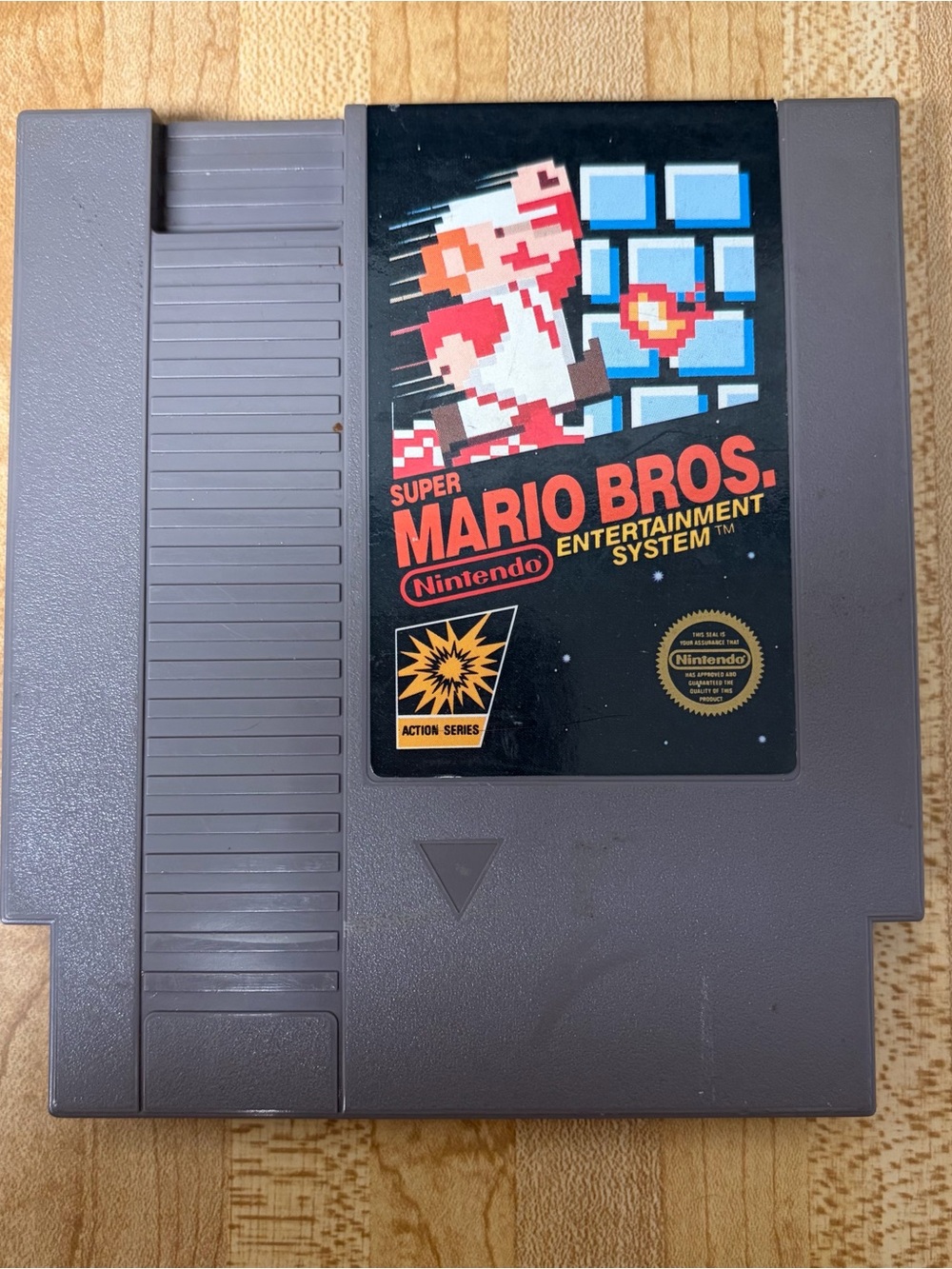 Nintendo Super Mario Bros. Cartridge with Black Label and Gray Shell
